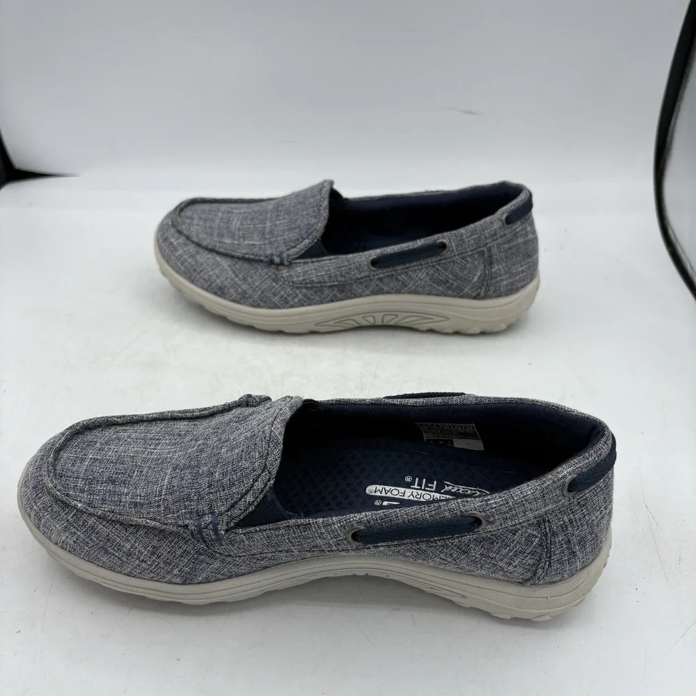 Skechers Boat Shoes Womens Size 6 Reggae Fest Goodnight Navy Blue Gray Slip‎ On